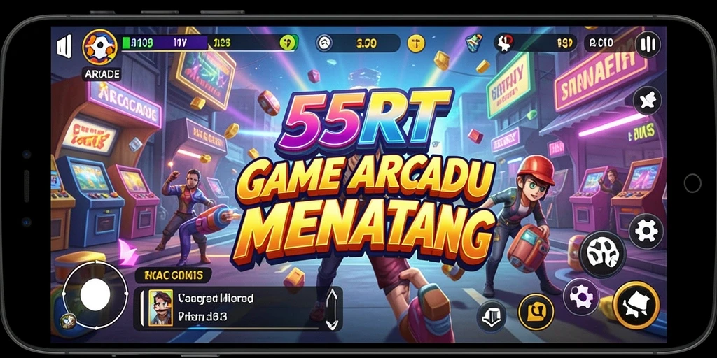 Antarmuka 55RT yang menarik dengan berbagai pilihan level permainan.