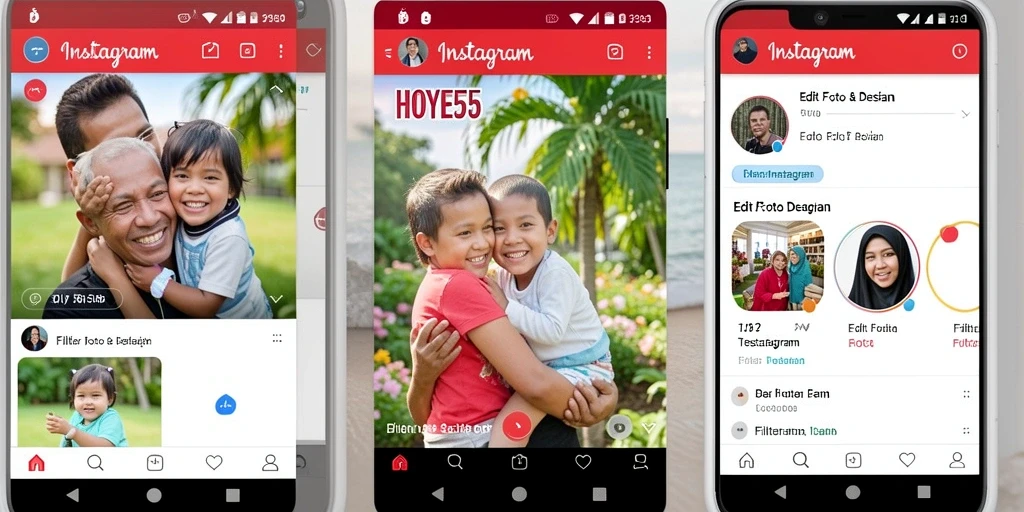 Antarmuka HOYE55 yang sederhana dan fungsional untuk Filter Instagram.