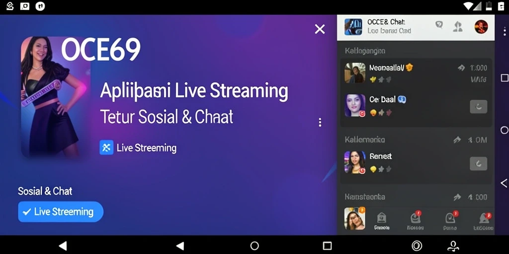 Tampilan antarmuka utama OCE69 yang menarik untuk Live Streaming.