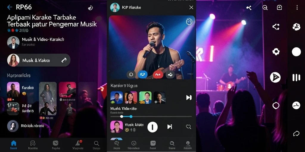 Tampilan antarmuka aplikasi Karaoke RP66 dengan fitur-fitur menarik.