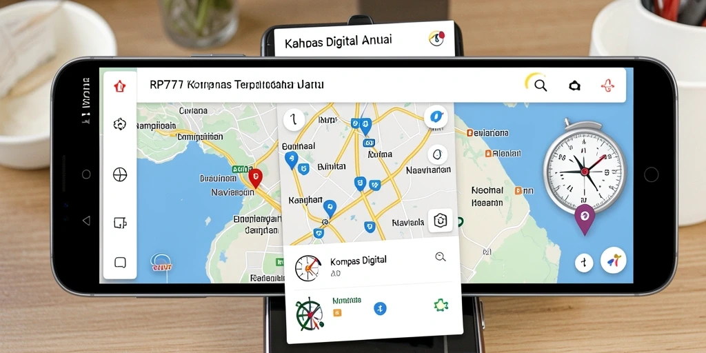 Tampilan antarmuka aplikasi Kompas Digital dengan informasi navigasi akurat.