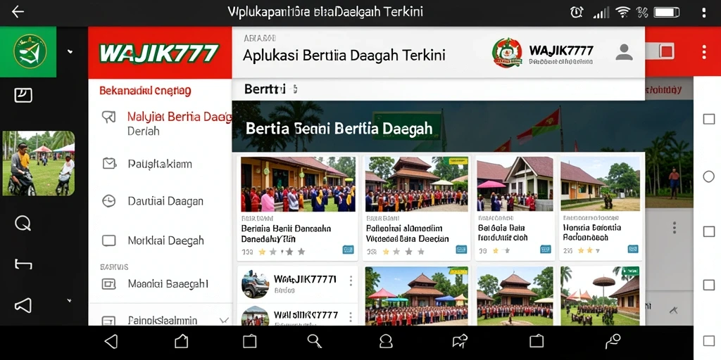 Tampilan antarmuka WAJIK777 dengan berita daerah terkini.