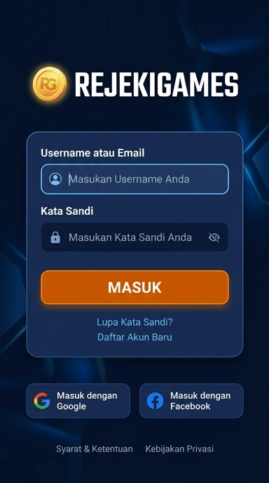Tampilan halaman login rejekigames
