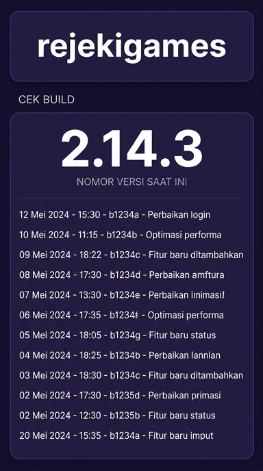 Tampilan riwayat versi rejekigames